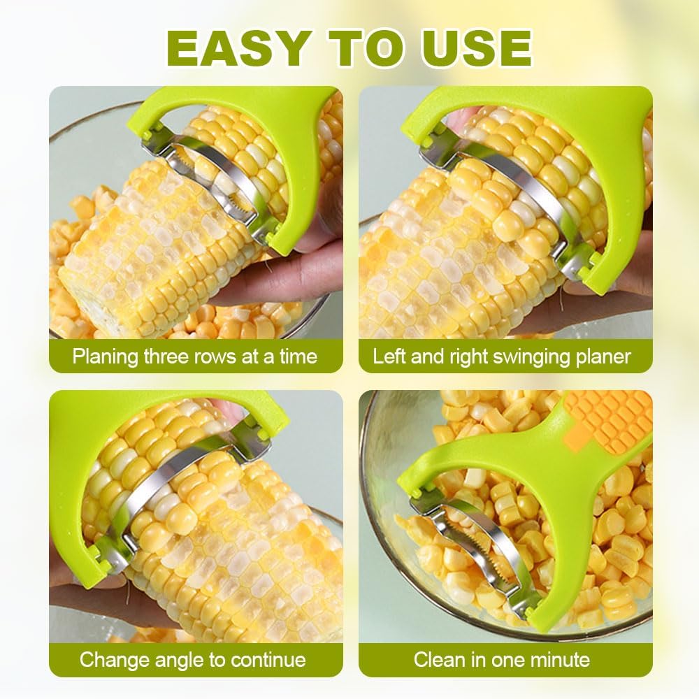 2024 New Corn Peeler, Upgrade Planer Corn Peeler Corn Thresher Corn Stripper, Stainless Steel Quick Corn Kernel Cutter Tool Corn Thresher with Ergonomic Handle (Green#1PC)