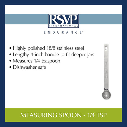 RSVP International Endurance Kitchen Collection Open Stock Measuring Spoon, Stainless Steel, Dishwasher Safe, 0.5-Teaspoon