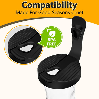 Replacement Lid For Good Seasons Salad Dressing Cruet Glass，Leak-Proof Seal, BPA-Free & Food Safe, Dishwasher Safe ，2-Pack