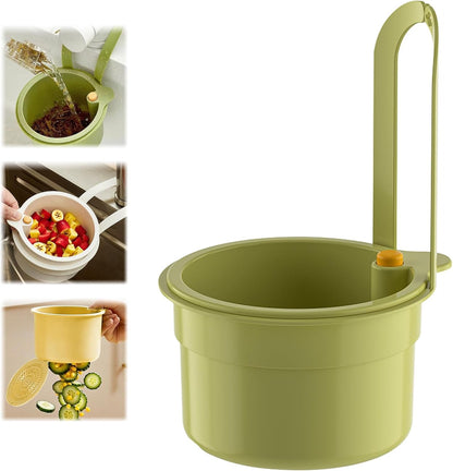Kitchen Sink Drain Strainer Basket, Hanging Multi-Purpose Kitchen Sink Strainer Draining Basket, Self-Cleaning Press to Open The Food Waste Trash Catcher Basket Garbage Leftovers, Green