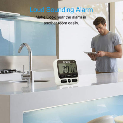 Digital Kitchen Timer, Cooking Timer, 12-Hour Display Clock, Large Display, Strong Magnet Back, Loud Alarm, Memory Function, Count-Up & Count Down for Cooking Baking Sports Game Office Exercise
