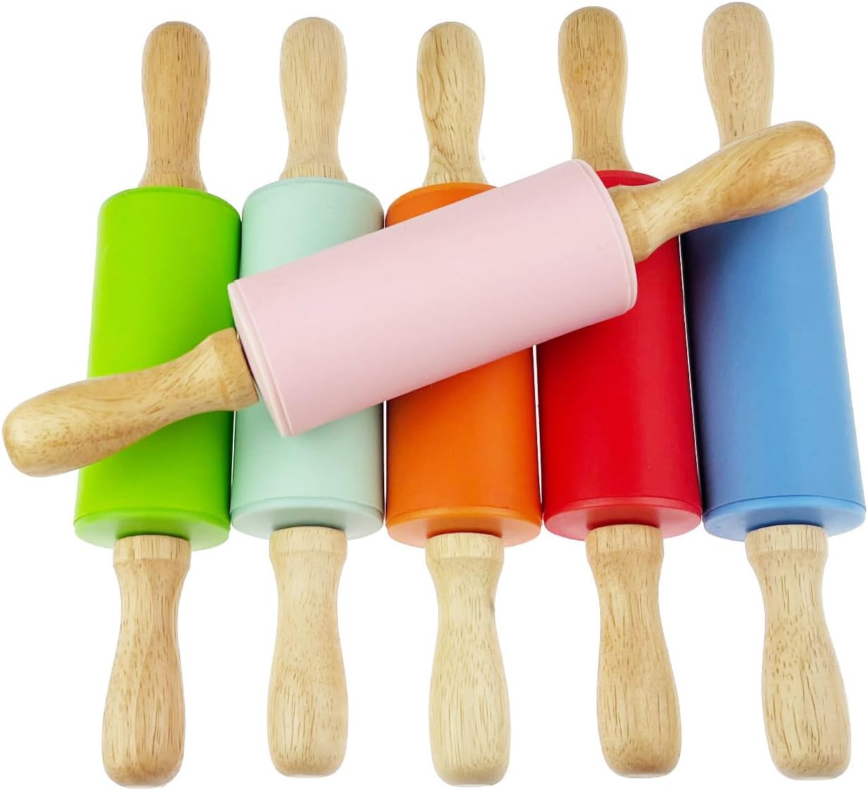 4 Pack Mini Small Rolling Pin 9 Inch Kids Rolling Pin Wooden Handle for Home Kitchen