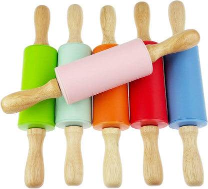 4 Pack Mini Small Rolling Pin 9 Inch Kids Rolling Pin Wooden Handle for Home Kitchen