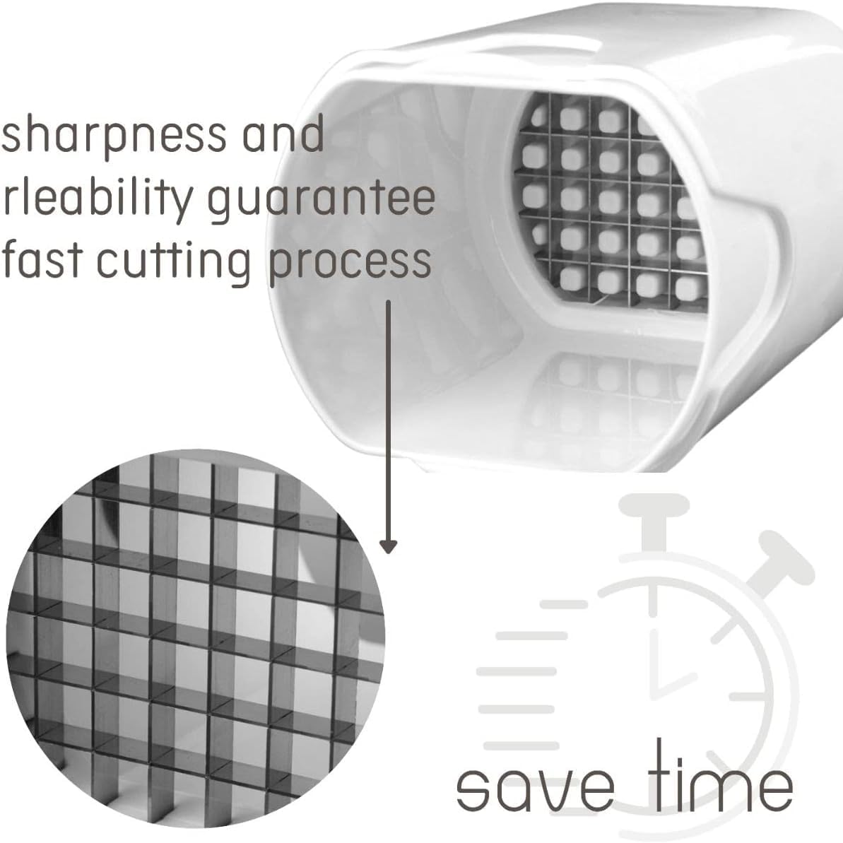 French Fry Cutter Natural Cut Rapid Slicer Vegetable Dicer Potato Tool Food Dicer Veggie Dicer Chopper Veg Chopper White