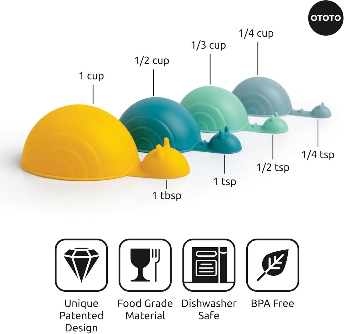 OTOTO Measuring Cups Set - Teaspoons for Dry & Liquid Ingredients, BPA-free & Dishwasher Safe, Funny Gifts, Baking Accessories, Unique Kitchen Gadgets (Mon Cherry)