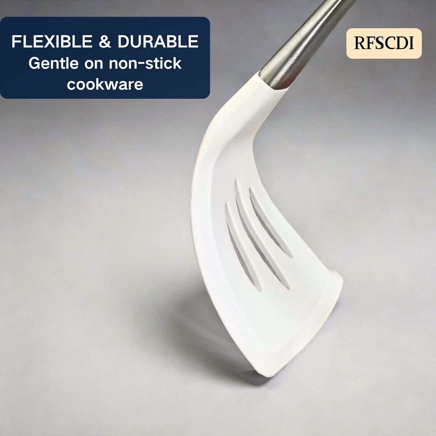 Elegant White Gold Silicone Cooking Utensils Set - Non-Toxic, Dishwasher Safe Kitchen Utensils Set with Heat Resistant Comfort Handles - Includes Spatula & Spoon for Nonstick Cookware