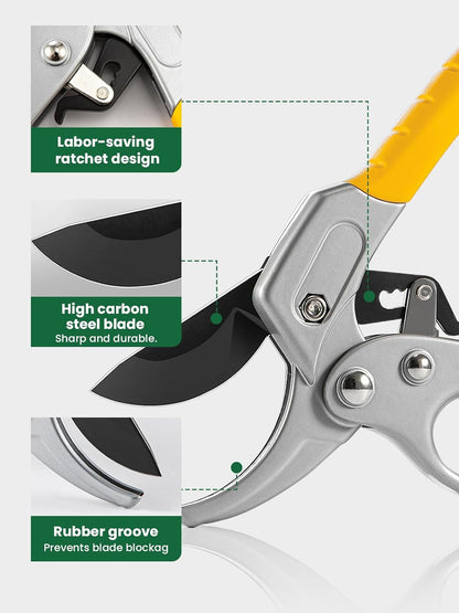 GROWNEER 3 Packs 6.5 Inch Pruning Shears Gardening Hand Pruning Snips Gardening Scissors with Straight Stainless Steel Precision Blades