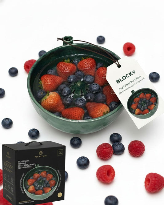Berry Bowl, Self Spinning Fruit Washer with Drain Holes, Hydro Vortex Berry Rinser Colander, 360° Swirl Cleaning Serving Bowl for Vegetables Kitchen