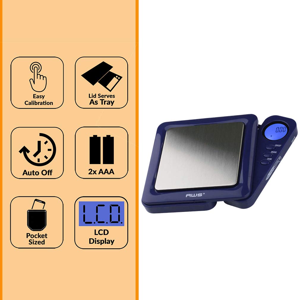 American Weigh Scales Blade Series Digital Pocket Gram Scale 1000g x 0.1g | Precision Mini Scale 0.1g Accuracy, Pocket Scale for Kitchen, Gold, Gems & Coin Scale, Smart Digital & Compact Scale