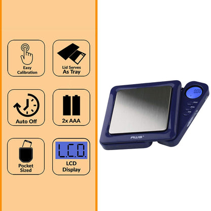 American Weigh Scales Blade Series Digital Pocket Gram Scale 1000g x 0.1g | Precision Mini Scale 0.1g Accuracy, Pocket Scale for Kitchen, Gold, Gems & Coin Scale, Smart Digital & Compact Scale