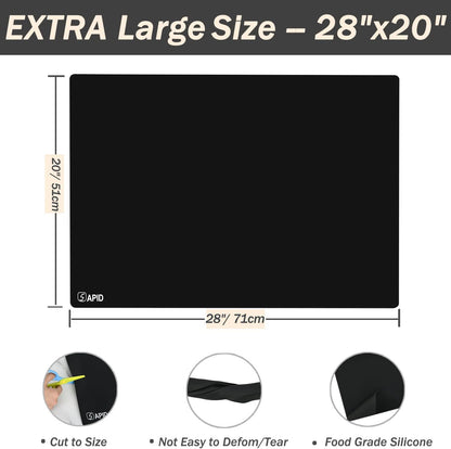 Extra Large Silicone Mat 36" x 24" Place Mats, Heat Resistant Mat for Kitchen Countertop Protector, Thick Placemats Washable Silicone Mats for Kitchen Counter Mat Dining Table Mat, Grey, Sapid