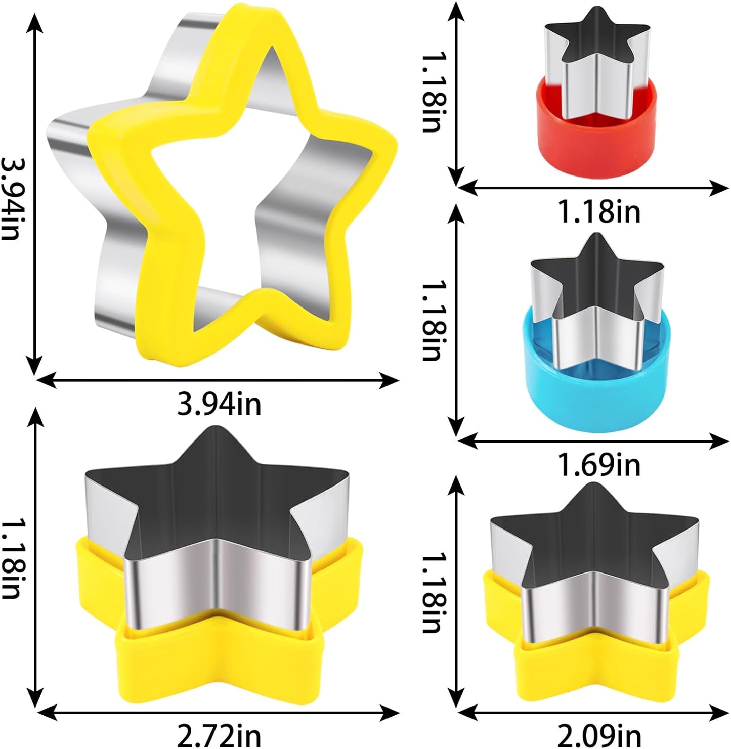 Nifogo Round Circle Cookie Cutter 5 Pcs, Biscuit Cutters, Stainless Steel Sandwich Cutter, 5 Different Sizes for Baking Donut English Muffin Scones