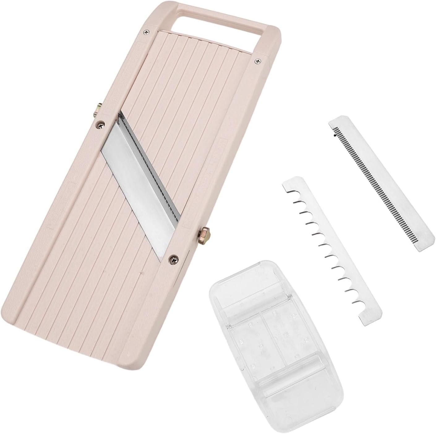 Japanese Mandoline Slicer Professional Vegetable Cutter for Kitchen with Interchangeable 4 Stainless Steel Blades, Beige