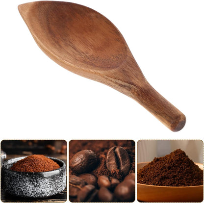 Kichvoe Mini Wood Coffee Measuring Spoon Irregular Shape Reusable Ground Coffee Scoop for Espresso and Tea Powder 4.72 Inch Kitchen Tool