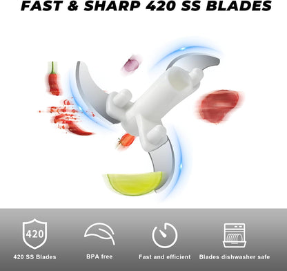 Manual Vegetable Chopper Pull String Food Chopper Sharp Blades Garlic Mincer with Container Onion Cutter for Chili Meat Nuts Herb