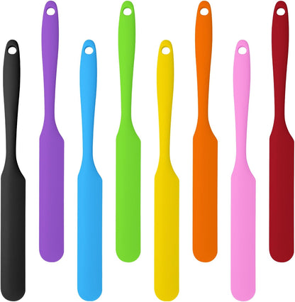 4 Pcs Jar Spatula Long Handle, Long Handle Sourdough Scraper for Jars, Baking & Cake Icing, Cream, Butter & Batter Kitchen Tool Set with Non-Slip Grip(Purple/Pink/Green/Yellow)