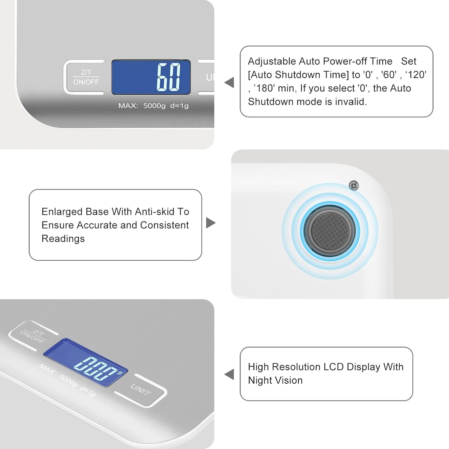 Kitchen Food Digital Scale Portable Postal Scale for Small Business Packages, Food, Handmade Goods, Liquids, with Large LCD Display High-Precision 1g Accuracy (Rose Gold Rechargeable(5kg/1g))