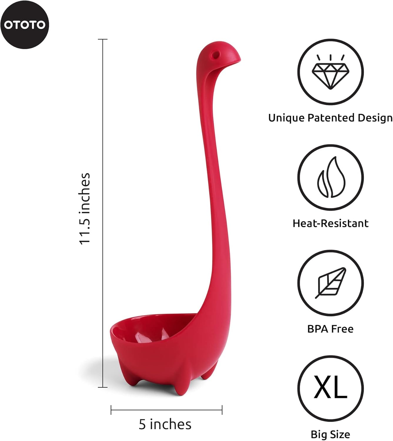 OTOTO The Original Nessie Ladle - Soup Ladle, Cute Gifts, Funny Kitchen Gadgets, Loch Ness design, Cooking Gifts for Mom - Cute and Practical Kitchen Utensils - Unique Gifts for Women