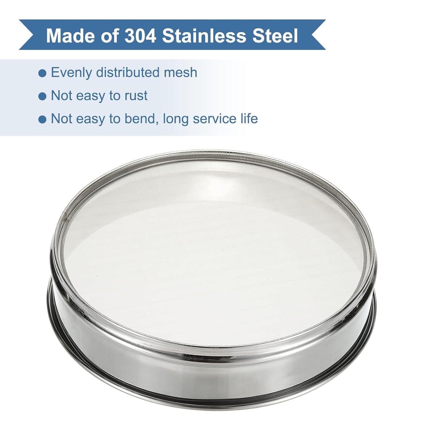 PATIKIL 10 Mesh(2mm) Lab Sieve, 11.8"(30cm) Diameter Sifting Screen 304 Stainless Steel Wire Cloth Fine Mesh Sieve for Industrial Laboratory Home Soil Sifter Dry Sift Screens Hash