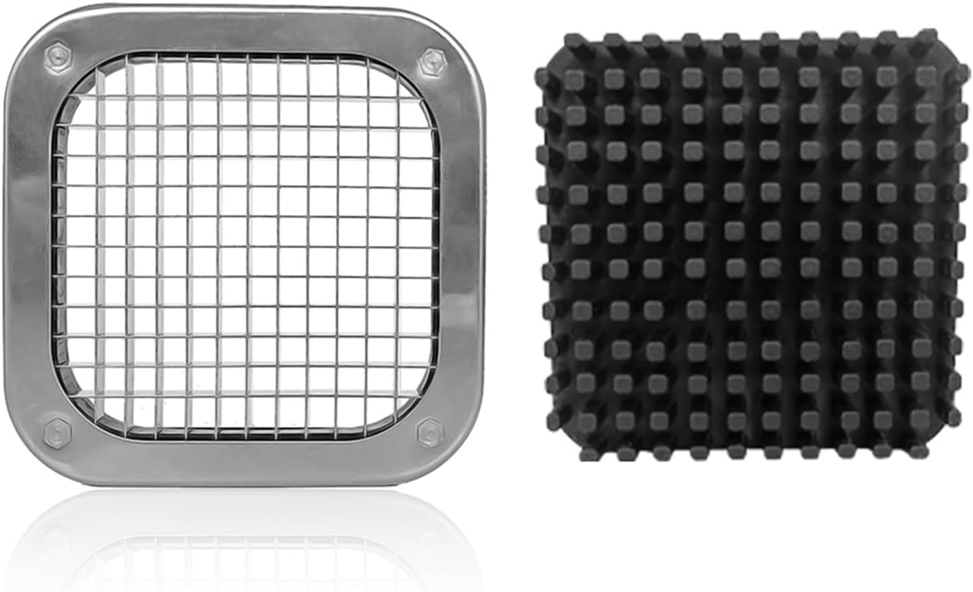 French Fry Cutter Stainless Steel, Heavy Duty Stainless Steel Manual Potato Slicer, Commercial 1/2 3/8 Inch Blades Potato Cutter with Brush, Wrench & Sucker (1/2"&3/8" cutter)
