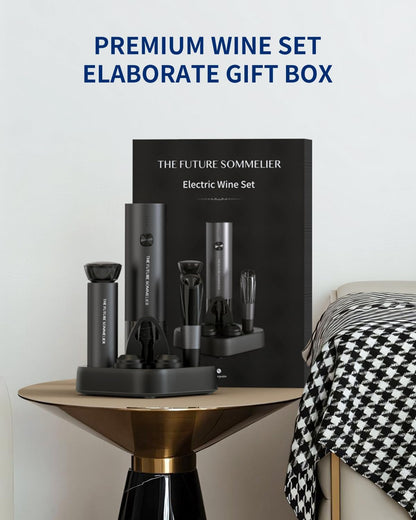 CIRCLE JOY Electric Wine Opener Stainless Steel Rechargeable Automatic Wine Bottle Opener Set 7-in-1 Wine Gifts for Wine Lovers with Charging Base, Foil Cutter, Wine Aerator Pourer & 2 Vacuum Stoppers