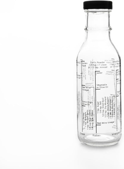 Fox Run Glass Salad Dressing Shaker Bottle, 300 ml/10.15 oz Dressing Bottle With Measurements and Recipes