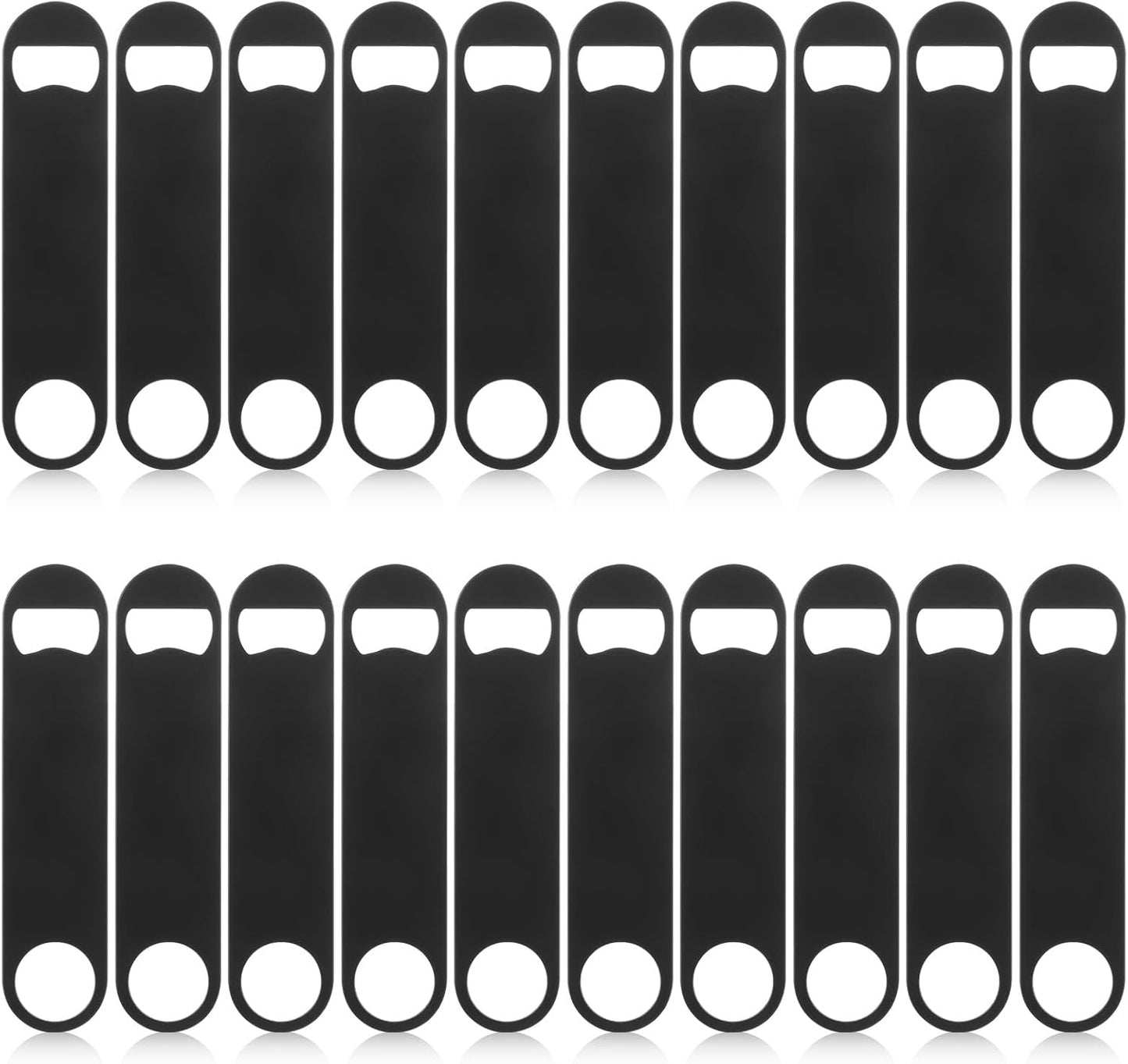 DAJAVE 20 Pieces Flat Bottle Openers, 7 Inch Stainless Steel Bottle Openers Bulk, Black Speed Openers Beer Bottle Opener Bartender for Bar, Kitchen, Restaurant