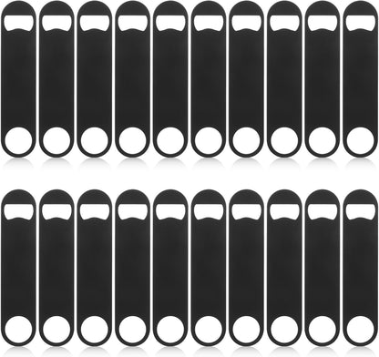 DAJAVE 20 Pieces Flat Bottle Openers, 7 Inch Stainless Steel Bottle Openers Bulk, Black Speed Openers Beer Bottle Opener Bartender for Bar, Kitchen, Restaurant