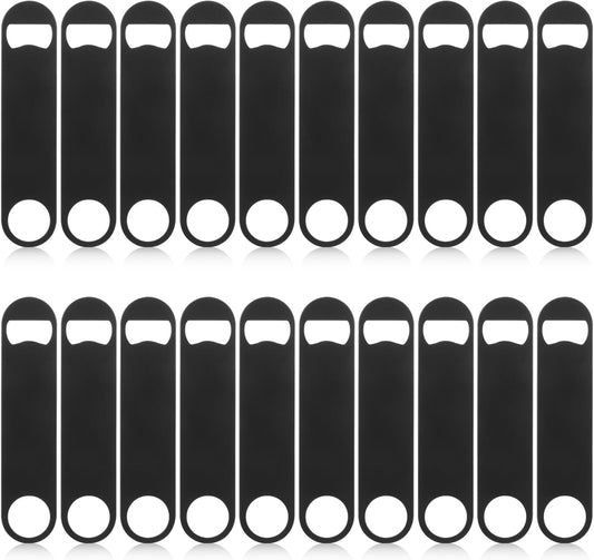 DAJAVE 20 Pieces Flat Bottle Openers, 7 Inch Stainless Steel Bottle Openers Bulk, Black Speed Openers Beer Bottle Opener Bartender for Bar, Kitchen, Restaurant