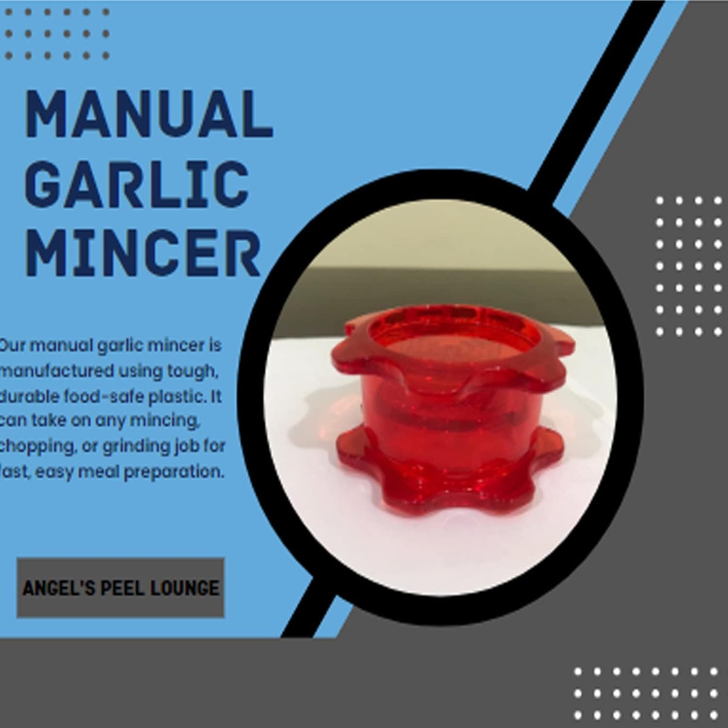 Angel’s Peel Lounge Grlic Mincer Manual Garlic for Quick Meal Preparation - Kitchen Tools for Mincing Grlic, Ginger, Herbs, Nuts (Clear Color)