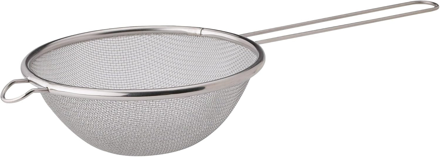 HIC Kitchen Fine Mesh Strainer With Helper Handle, 18/8 Stainless Steel, 6-Inch, For Sifting, Draining, And Straining Pasta, Vegetables, Stocks, And Sauces