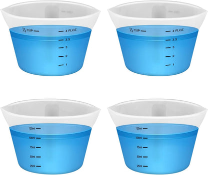 4pcs Laundry Measuring Cup, 125ml Silicone Liquid Measuring Cups Reusable Washable Laundry Detergent Measuring Cup, No More Mess or Leaks for Bathroom Dormitory