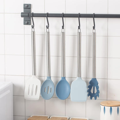 COOK WITH COLOR Silicone Cooking Utensils, Kitchen Utensil Set, Easy to Clean Silicone Kitchen Utensils, Cooking Utensils for Nonstick Cookware, Kitchen Gadgets Set, 10 Pieces, Green