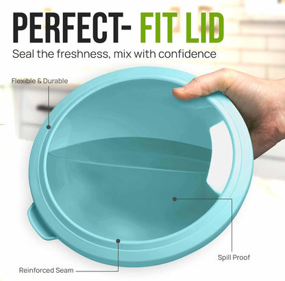 Zulay Kitchen 12 Piece Plastic Mixing Bowls with Lids Set - Leak-Proof Microwave & Freezer Safe Stackable Mixing Bowl Set for Preparing, Serving and Storing - Non-Slip Large Nesting Bowls (Blue Ombre)