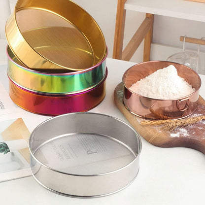 Flour Sifter, Stainless Steel Flour Sieve, 8 Inch 80 Mesh Fine Mesh Strainer, Round Sifter for Baking Cake Bread(COLOR:Silver)