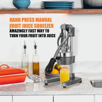 Commercial Heavy Duty Cast Iron Hand Press Manual Orange Citrus Lemon Lime Grapefruit Pomegranate Fruit Juice Squeezer Machine with Stainless Steel Cup