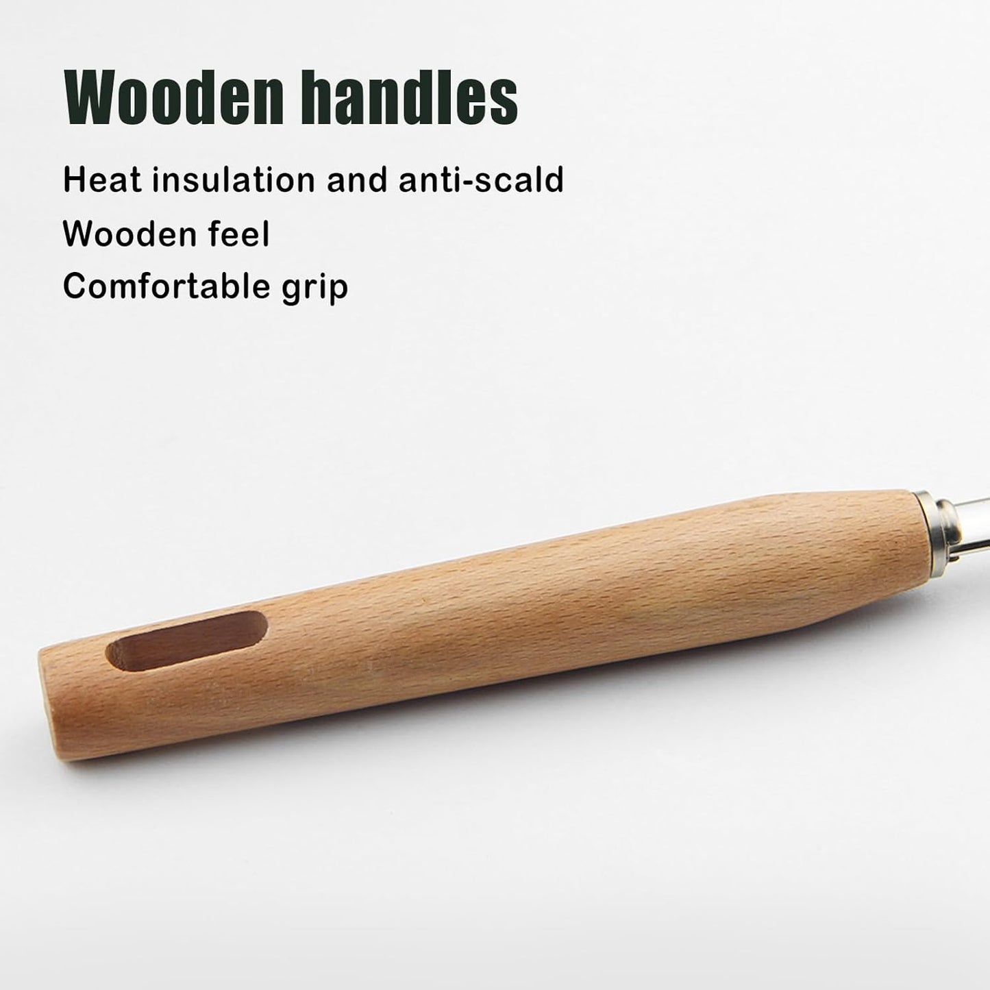 IQCWOOD Spider Strainer Skimmer with Wood Handle - 5.5 Inch Fryer Scoop for Cooking and Frying, Kitchen Utensils Pasta Strainer Spoon