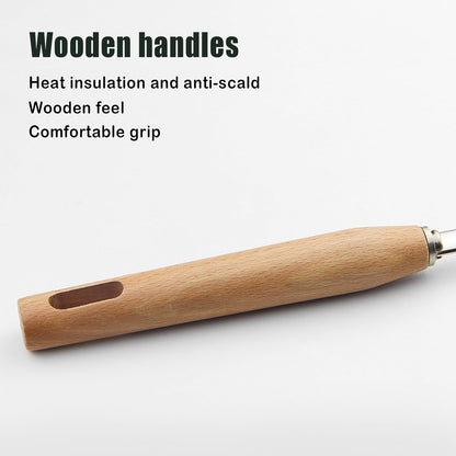 IQCWOOD Spider Strainer Skimmer with Wood Handle - 5.5 Inch Fryer Scoop for Cooking and Frying, Kitchen Utensils Pasta Strainer Spoon