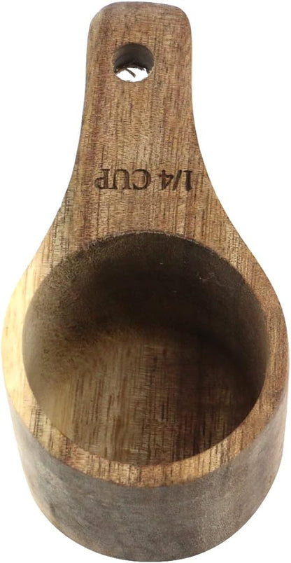 Oedema 2 Pcs Wooden Measuring Cup 1/4 Cup Mini Coffee Scoop Kitchen Measure Tool Measuring Spoon for Coffee Beans Tea