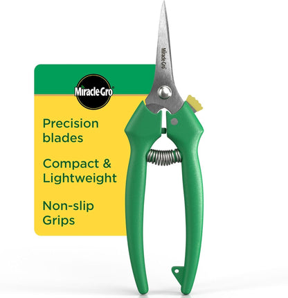 Miracle-Gro 8 in. All-Purpose Steel Garden Utility Shears with Serrated Blades – Comfort Grip Yard and Garden Scissors for Pruning Plants, Flowers, and Herbs