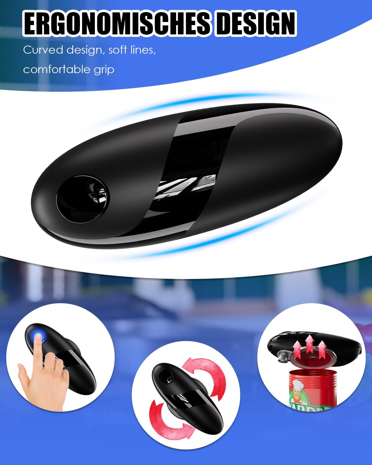 Electric Can Opener for Seniors - One Touch Automatic Kitchen Gadget, Smooth Edge Design for Safety & Arthritis-Friendly Use, Works with All Can Sizes