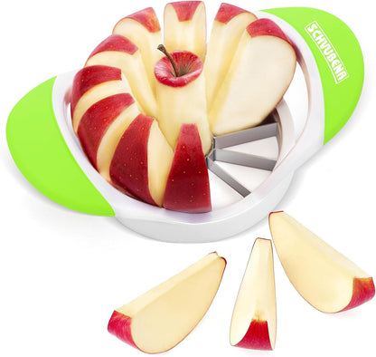 SCHVUBENR 3.5 Inch Apple Slicer with 12 Sharp Blades - Professional Apple Cutter - Stainless Steel Apple Corer - Super Sharp Apple Slicer and Corer - Slice Apple with Ease(Black)