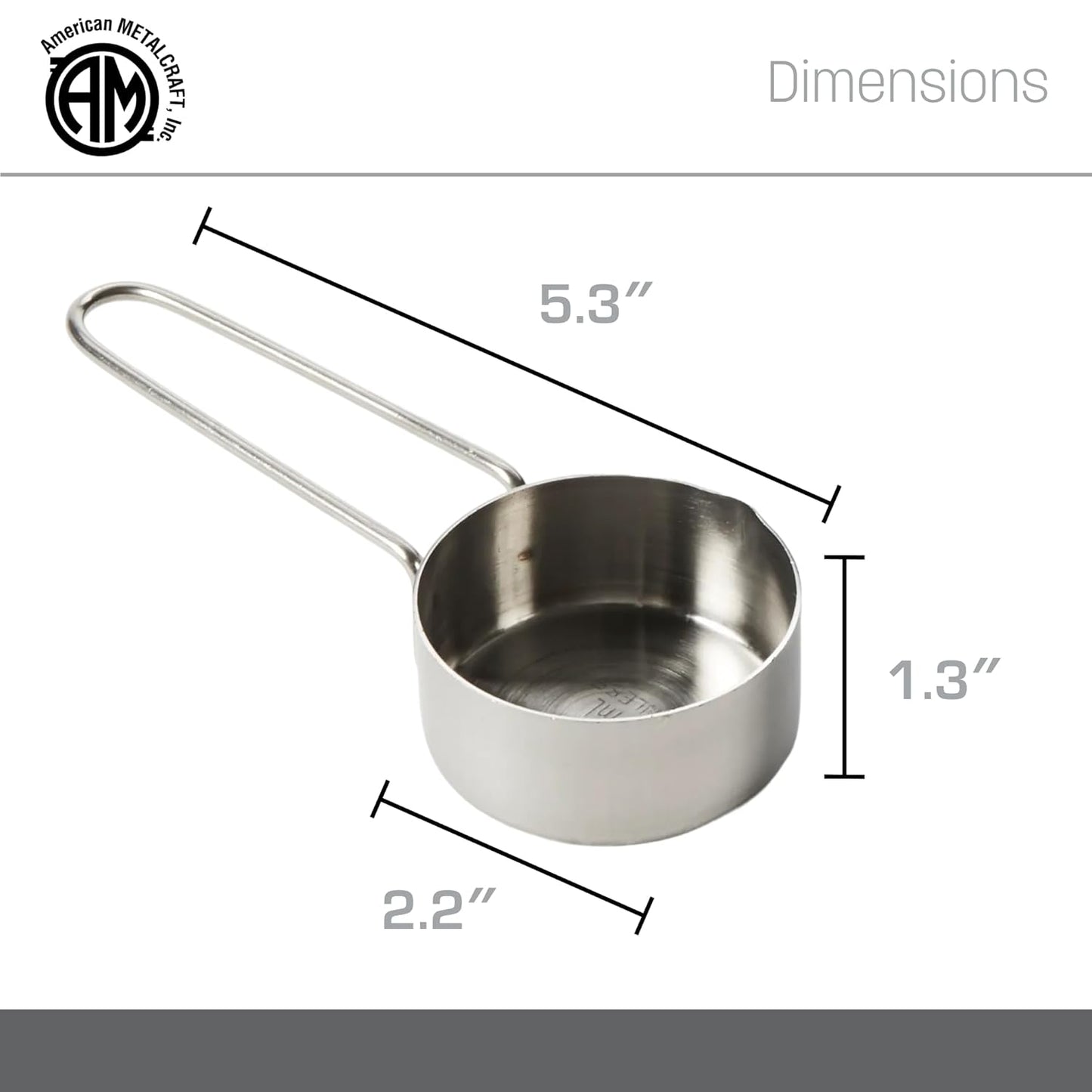 American METALCRAFT, Inc. 1/3 Stainless Steel Measuring Cup, Silver