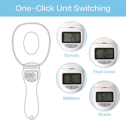 Digital Measuring Spoon Scale, Electronic Kitchen Measuring Spoon Scale for Cooking Baking, Grams and Ounces, Smart Adjustable Measure Cup with LCD Screen for Home Cooks Bakers Pet Owners