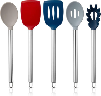 COOK WITH COLOR Silicone Cooking Utensils, Kitchen Utensil Set, Easy to Clean Silicone Kitchen Utensils, Cooking Utensils for Nonstick Cookware, Kitchen Gadgets Set, 10 Pieces, Green