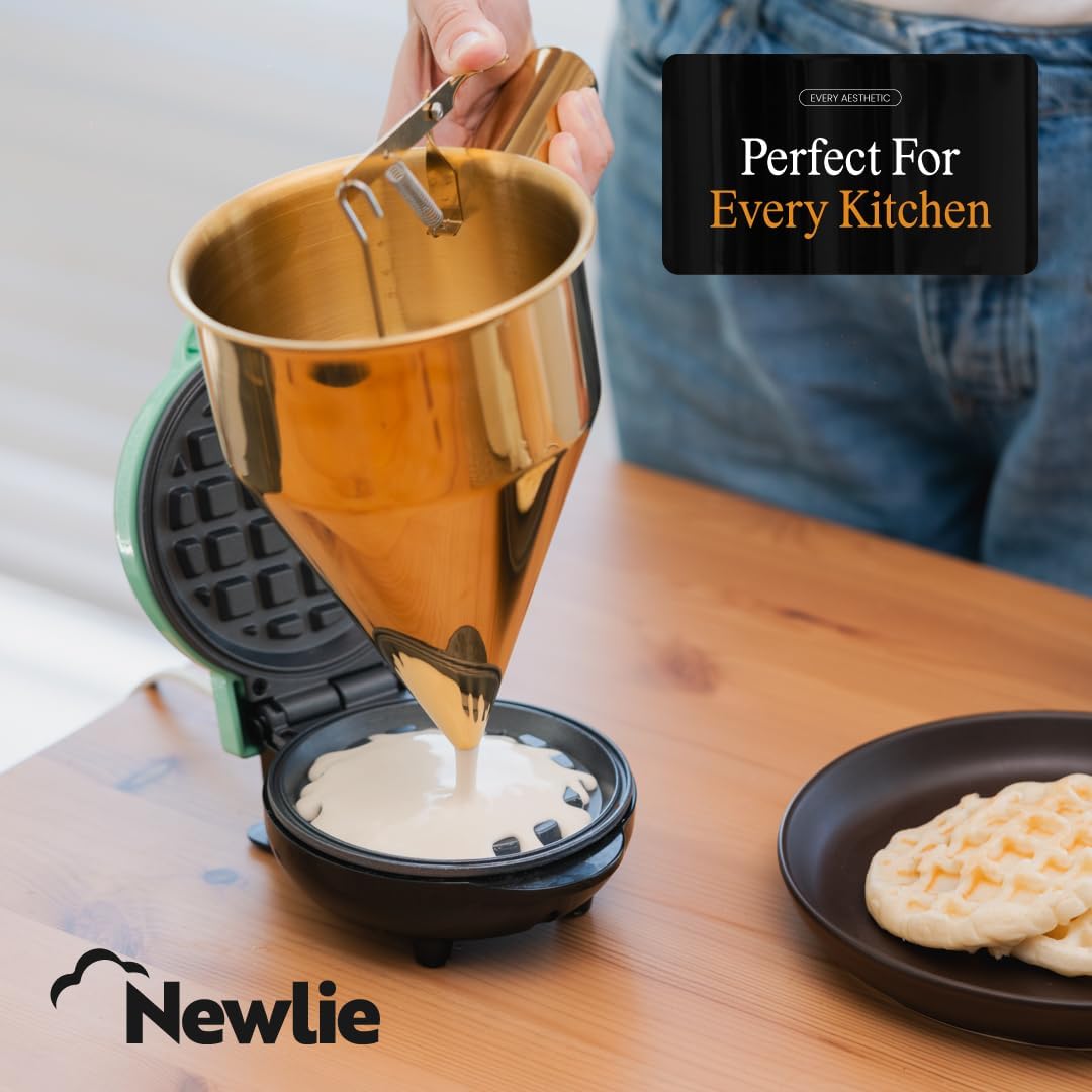 Pancake Batter Dispenser (Black) - 40oz Batter Dispenser - Pancake Maker and Versatile Kitchen Tool - Durable Stainless Steel Funnel Design - Stainless Steel Pancake Batter Dispenser by Newlie