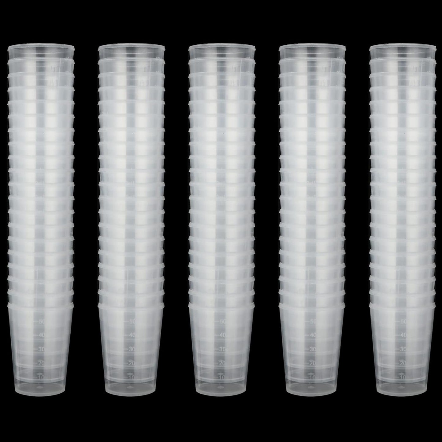 100Pcs 100ML Plastic Graduated Measuring Beaker Set, Clear Liquid Measuring Mixing Cups for Epoxy Resin, Liquid Container Beakers for Resin Epoxy Paint Food, Lab Use, Raised Graduations, Tapered Spout