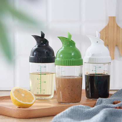Nicunom 3 Pack Salad Dressing Shaker Container, 7 Oz Salad Dressing Mixer Bottle Mixer Dispenser, Dripless Pour, Soft Grip, BPA Free