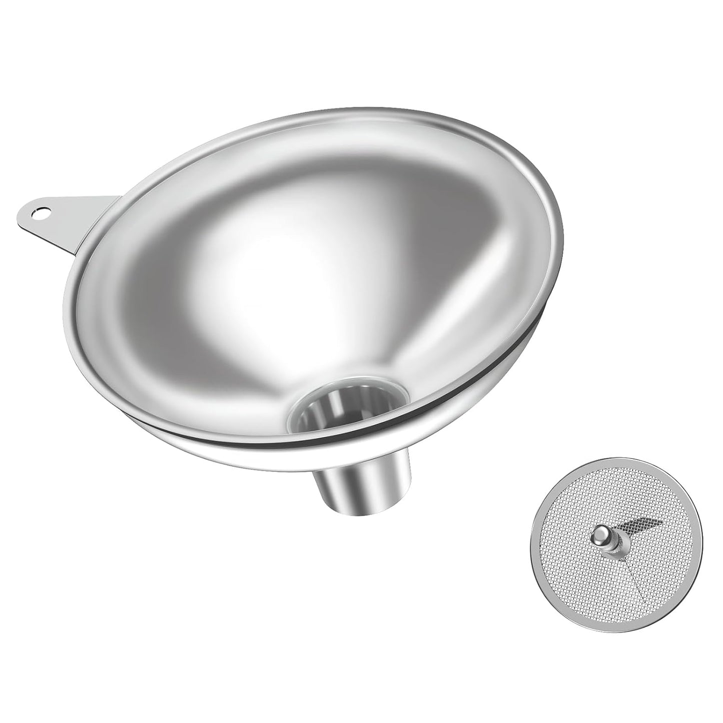 Serinar 2-Piece Stainless Steel Kitchen Funnel Set with 1-Inch and 0.5-Inch Ports for Transferring and Filling Liquids, Coffee Beans, Spice Blends, and Powders Easy to Clean!