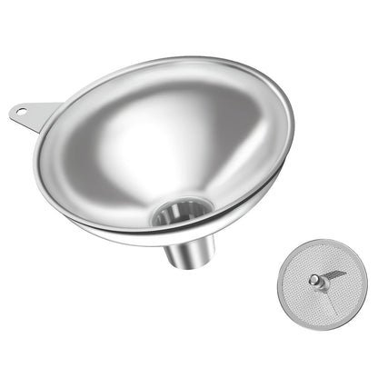 Serinar 2-Piece Stainless Steel Kitchen Funnel Set with 1-Inch and 0.5-Inch Ports for Transferring and Filling Liquids, Coffee Beans, Spice Blends, and Powders Easy to Clean!